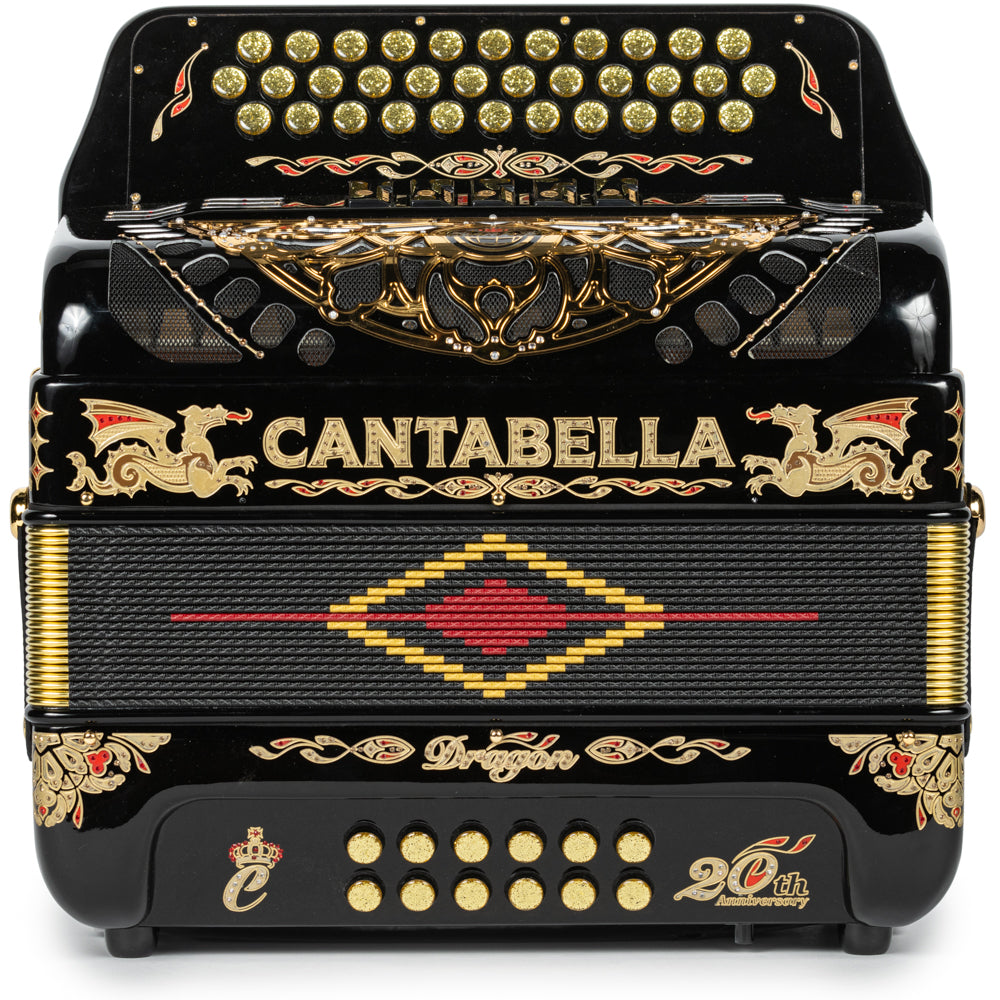 Cantabella Dragón Acordeón 5 Registros Mi Negro y Oro