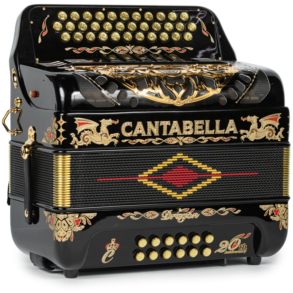 Cantabella Dragón Acordeón 5 Registros Mi Negro y Oro