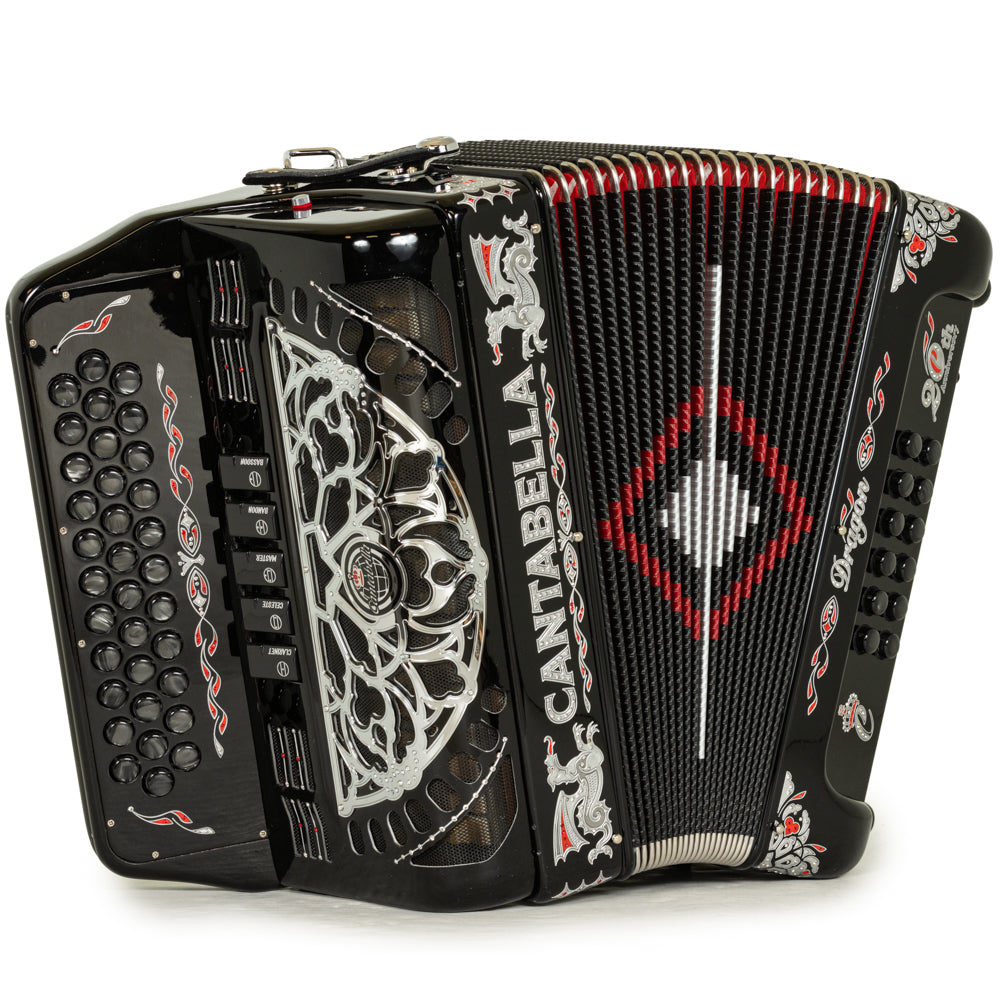 Cantabella Dragón Acordeón 5 Registros Fa Negro y Plata
