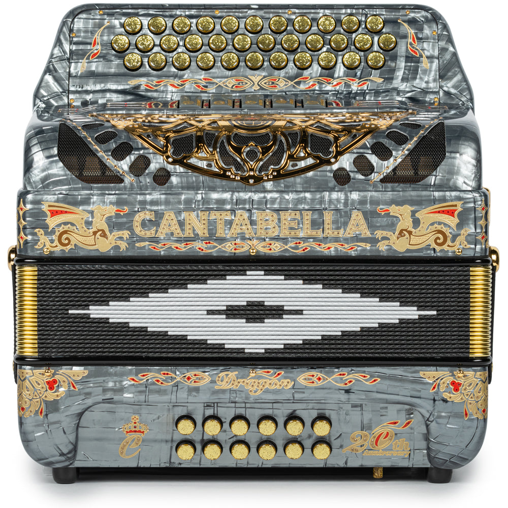 Cantabella Dragón Acordeón 5 Registros Fa Gris y Oro