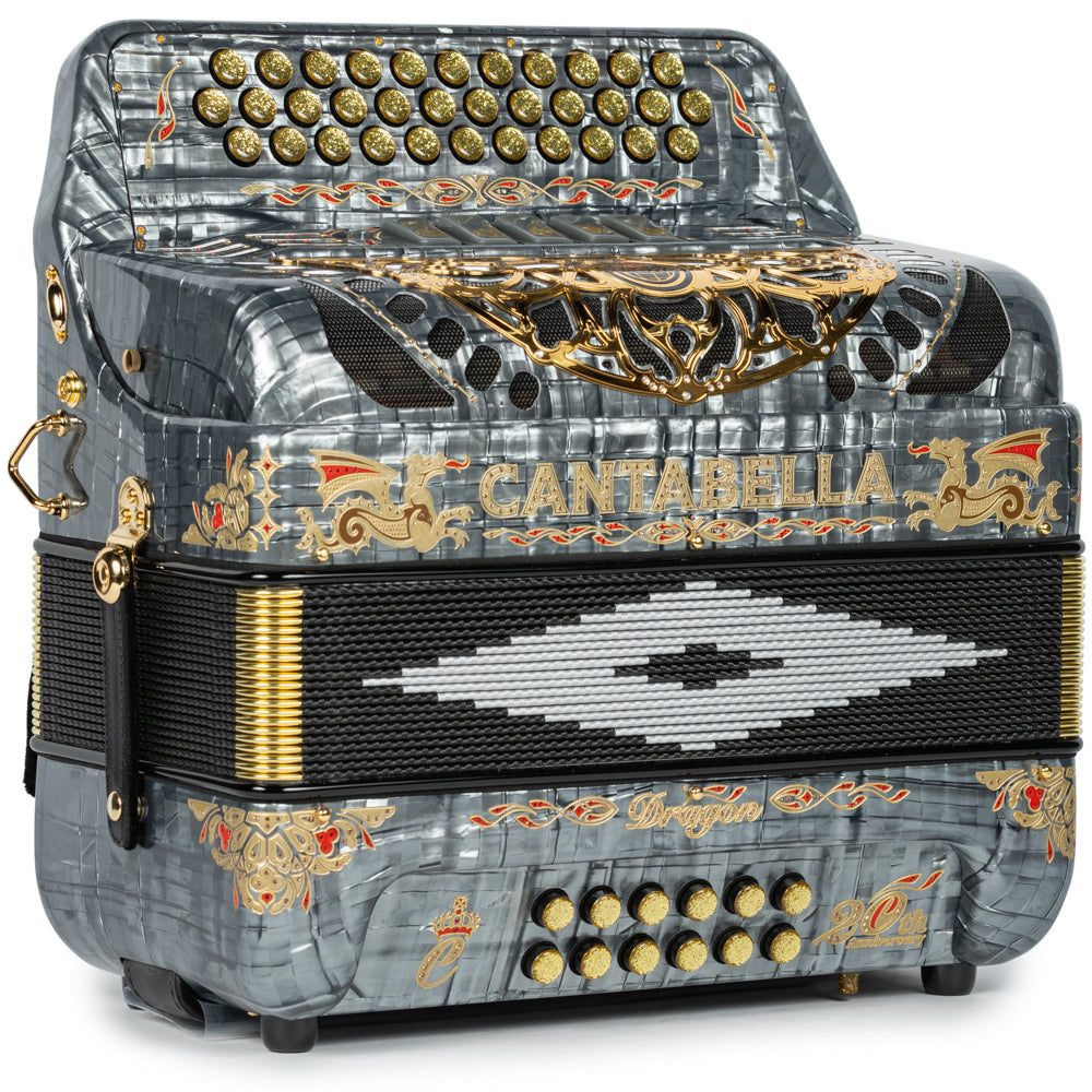 Cantabella Dragón Acordeón 5 Registros Fa Gris y Oro
