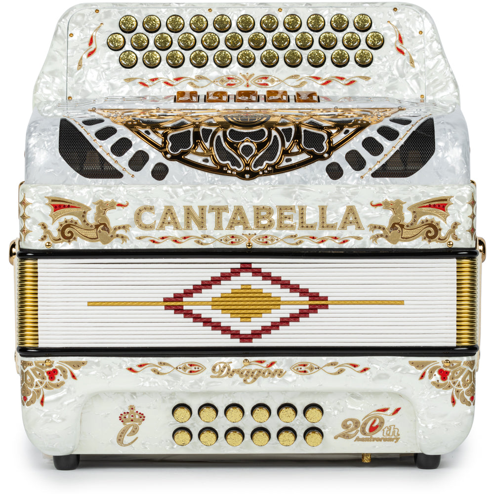 Cantabella Dragón Acordeón 5 Registros Mi Blanco y Oro