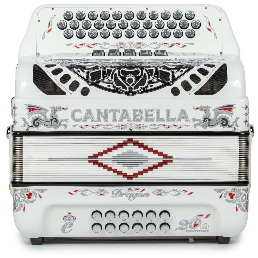 Cantabella Dragón Acordeón 5 Registros Mi Blanco y Plata