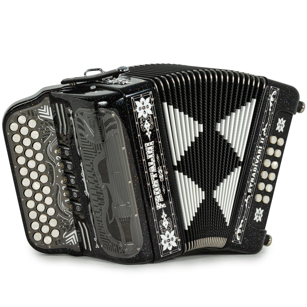 Frontalini Stradivari II Acordeon 5 Registros Mi Brillo Negro con Blanco