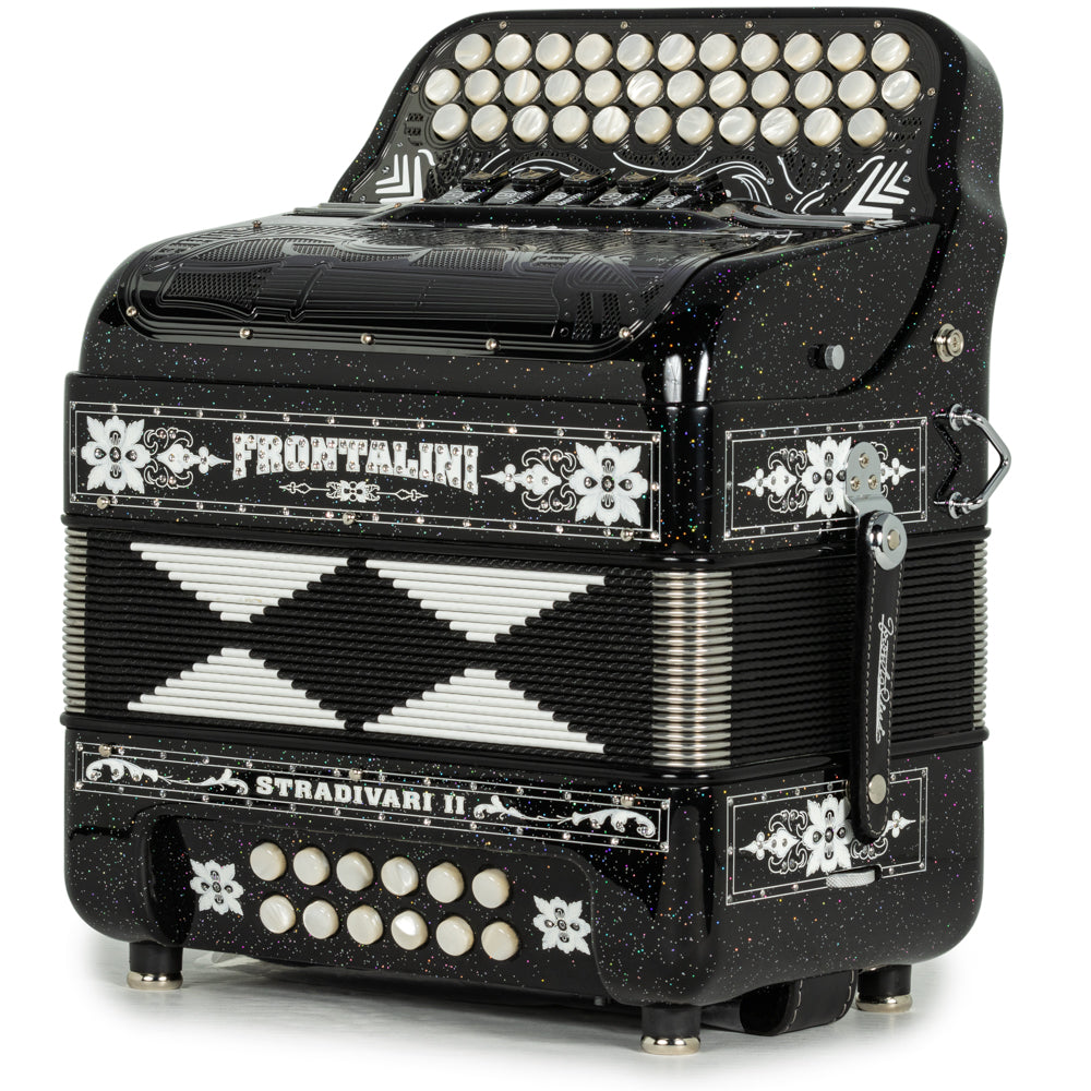 Frontalini Stradivari II Acordeon 5 Registros Mi Brillo Negro con Blanco