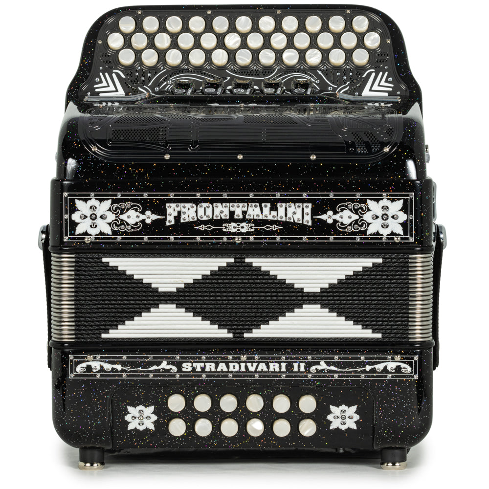 Frontalini Stradivari II Acordeon 5 Registros Mi Brillo Negro con Blanco