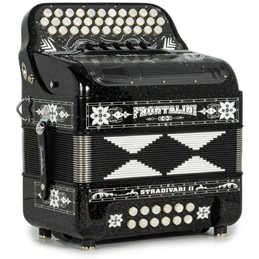 Frontalini Stradivari II Acordeon 5 Registros Mi Brillo Negro con Blanco