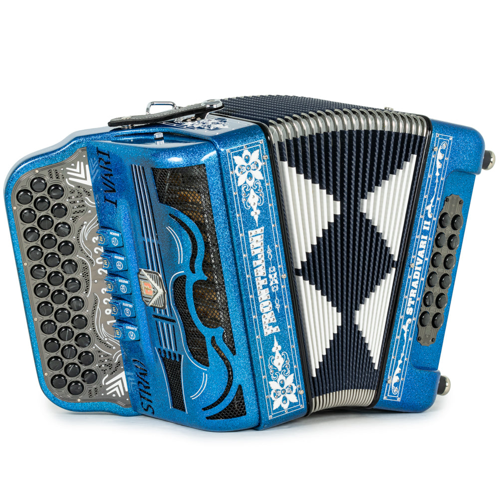 Frontalini Stradivari II Acordeon 5 Registros Fa Brillo Azul y Blanco