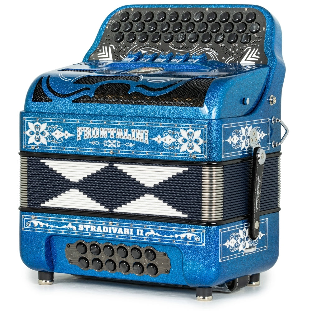 Frontalini Stradivari II Acordeon 5 Registros Fa Brillo Azul y Blanco