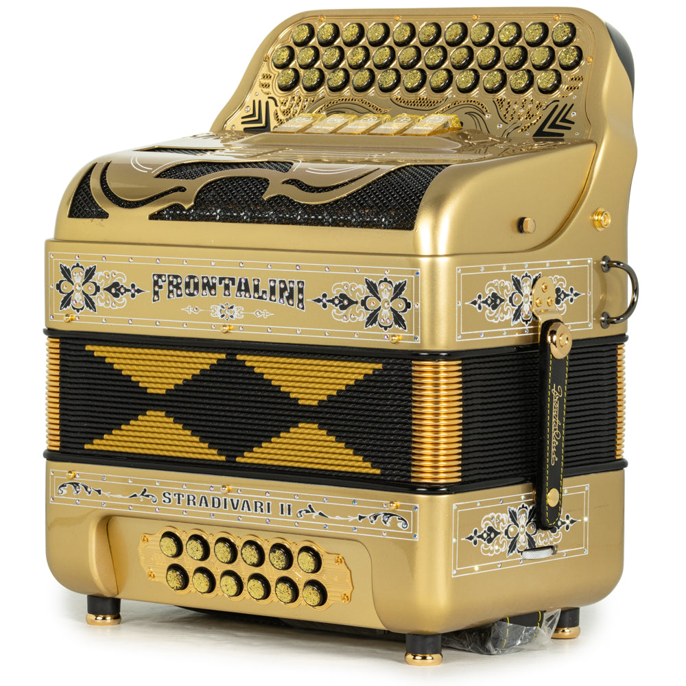 Frontalini Stradivari II Acordeon 5 Registros Mi Dorado y Negro