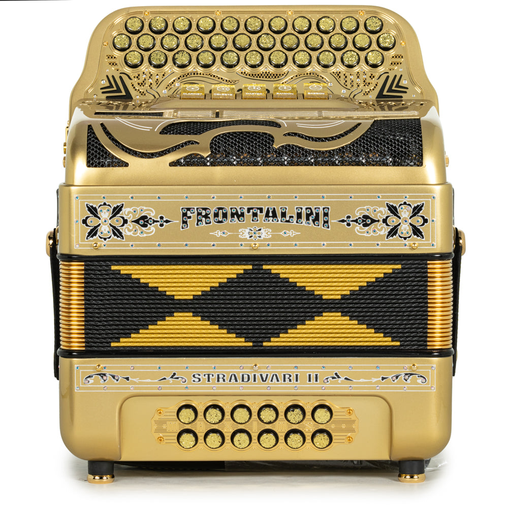 Frontalini Stradivari II Acordeon 5 Registros Mi Dorado y Negro