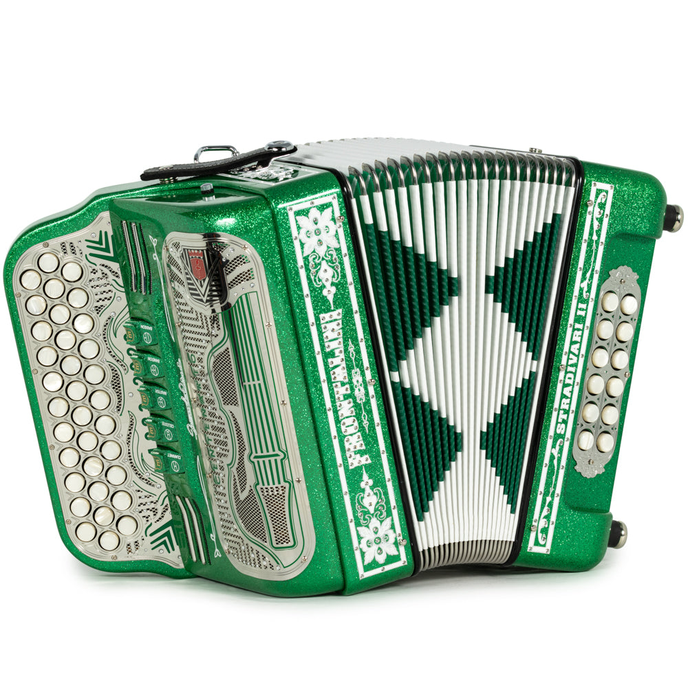 Frontalini Stradivari II Acordeon 5 Registros Sol Brillo Verde con Blanco
