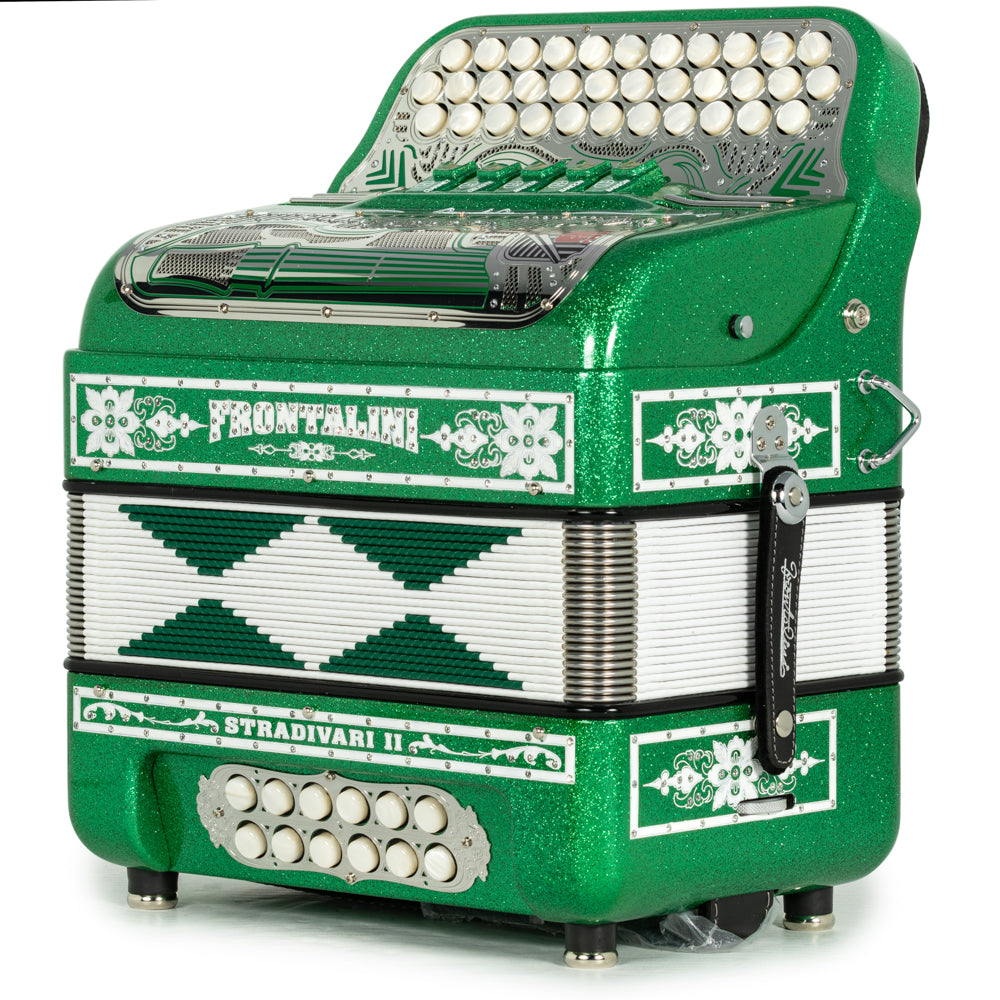 Frontalini Stradivari II Acordeon 5 Registros Sol Brillo Verde con Blanco