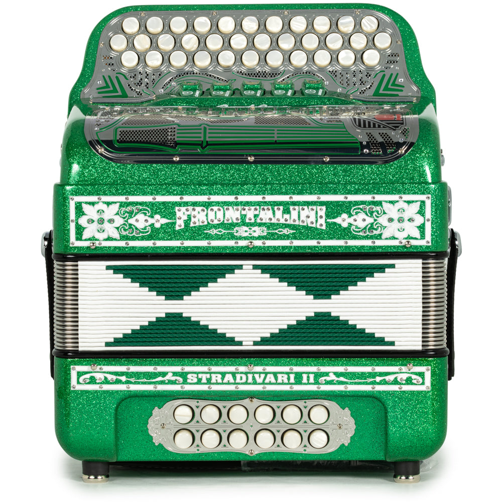 Frontalini Stradivari II Acordeon 5 Registros Sol Brillo Verde con Blanco