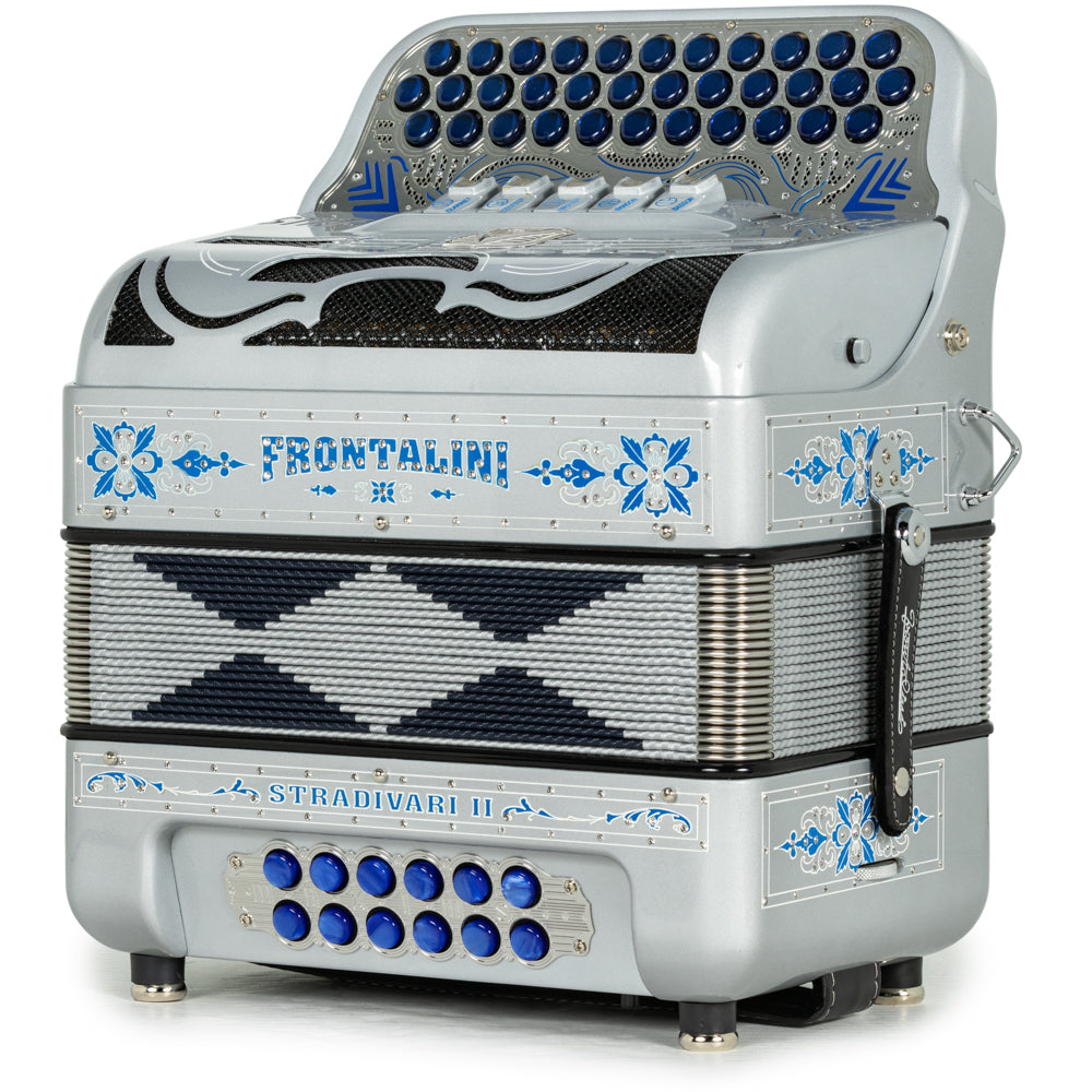 Frontalini Stradivari II Acordeon 5 Registros Mi Gris con Azul