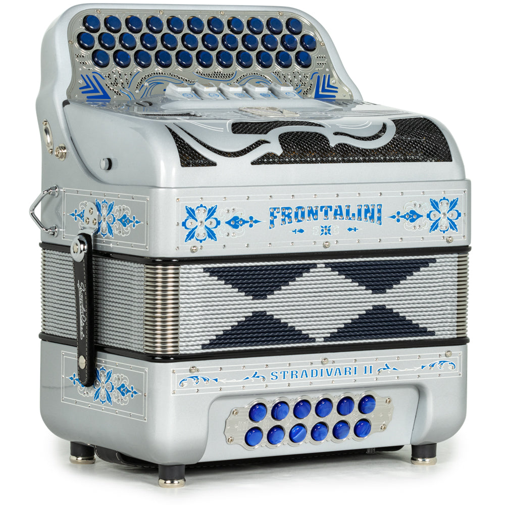 Frontalini Stradivari II Acordeon 5 Registros Mi Gris con Azul