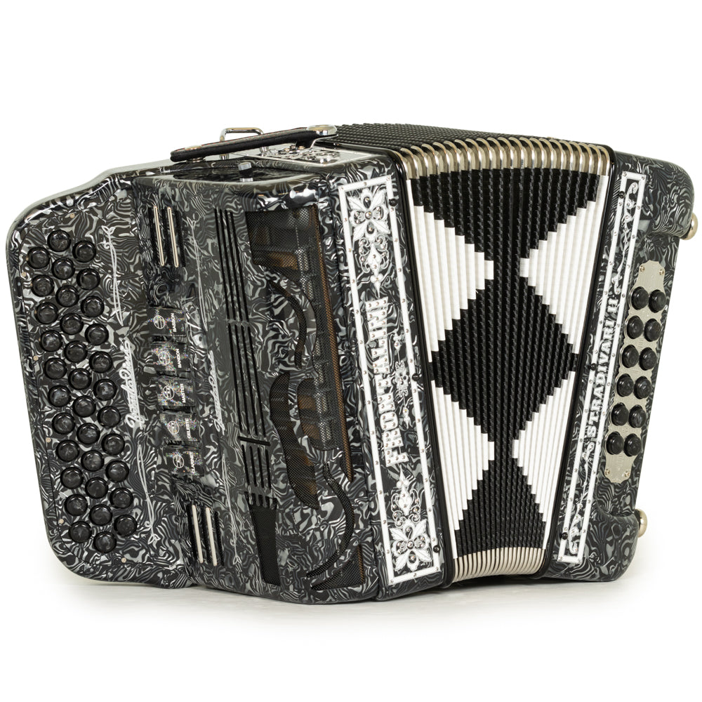 Frontalini Stradivari II 5 Switch FBE Accordion in Grey and White Waves