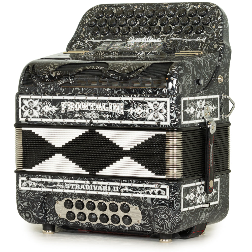 Frontalini Stradivari II Acordeon 5 Registros Fa Olas Grises y Blancas