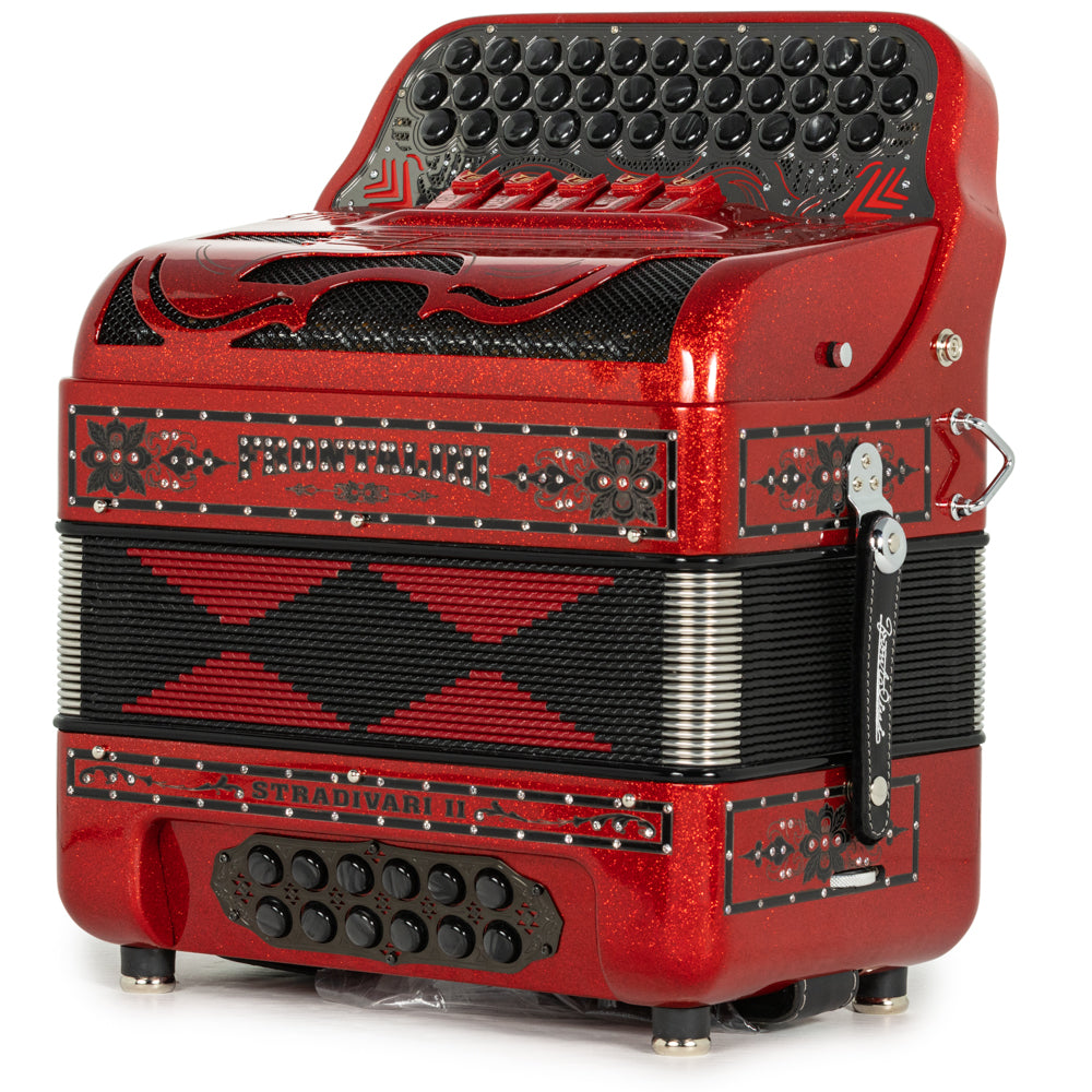 Frontalini Stradivari II Acordeon 5 Registros Fa Brillo Rojo con Negro