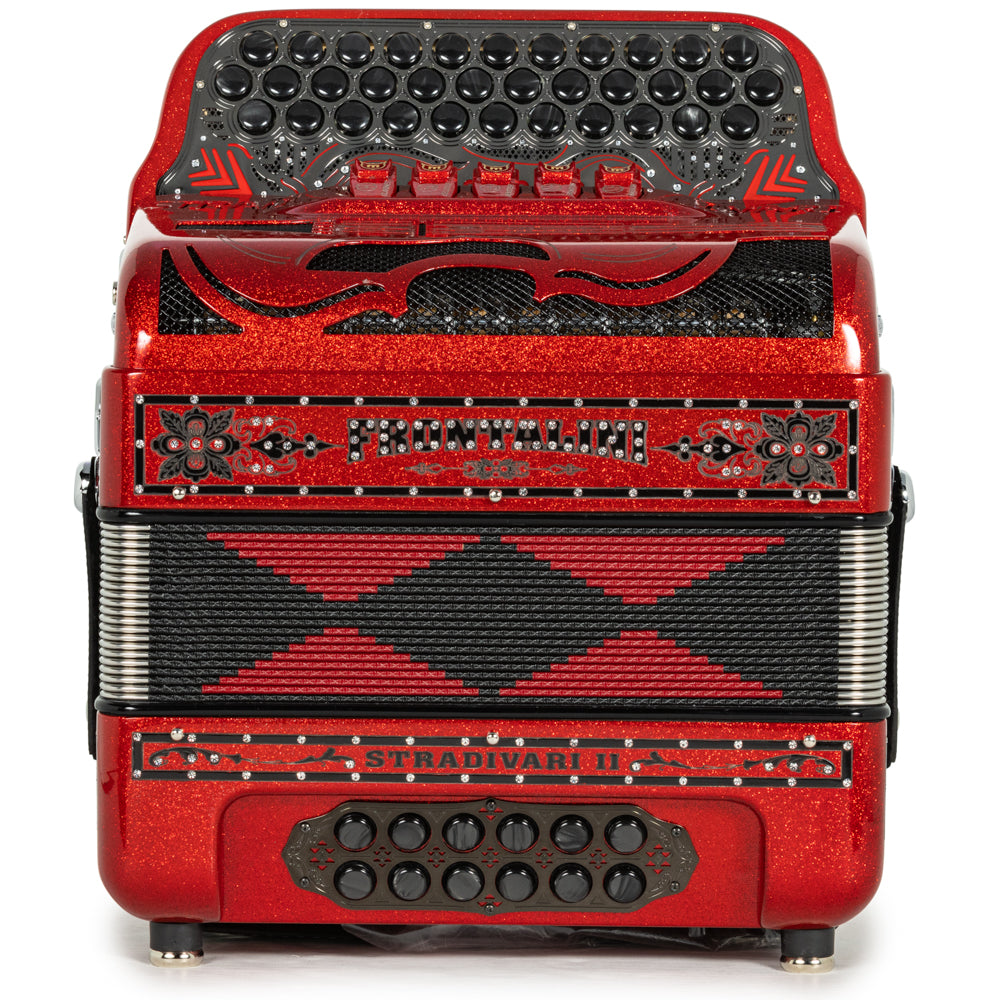 Frontalini Stradivari II Acordeon 5 Registros Fa Brillo Rojo con Negro