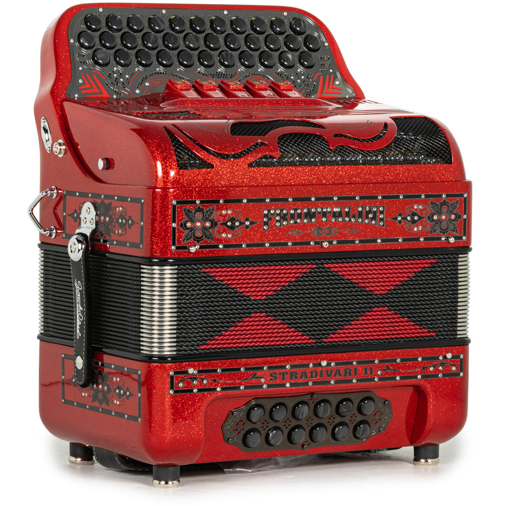 Frontalini Stradivari II Acordeon 5 Registros Fa Brillo Rojo con Negro