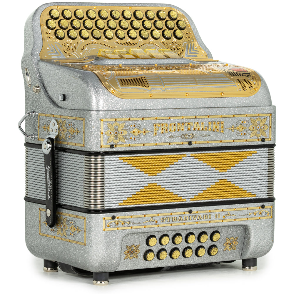 Frontalini Stradivari II Acordeon 5 Registros Fa Brillo Gris con Dorado