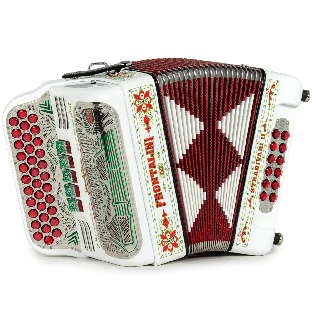 Frontalini Stradivari II Acordeon 5 Registros Fa Blanco y Rojo con Verde