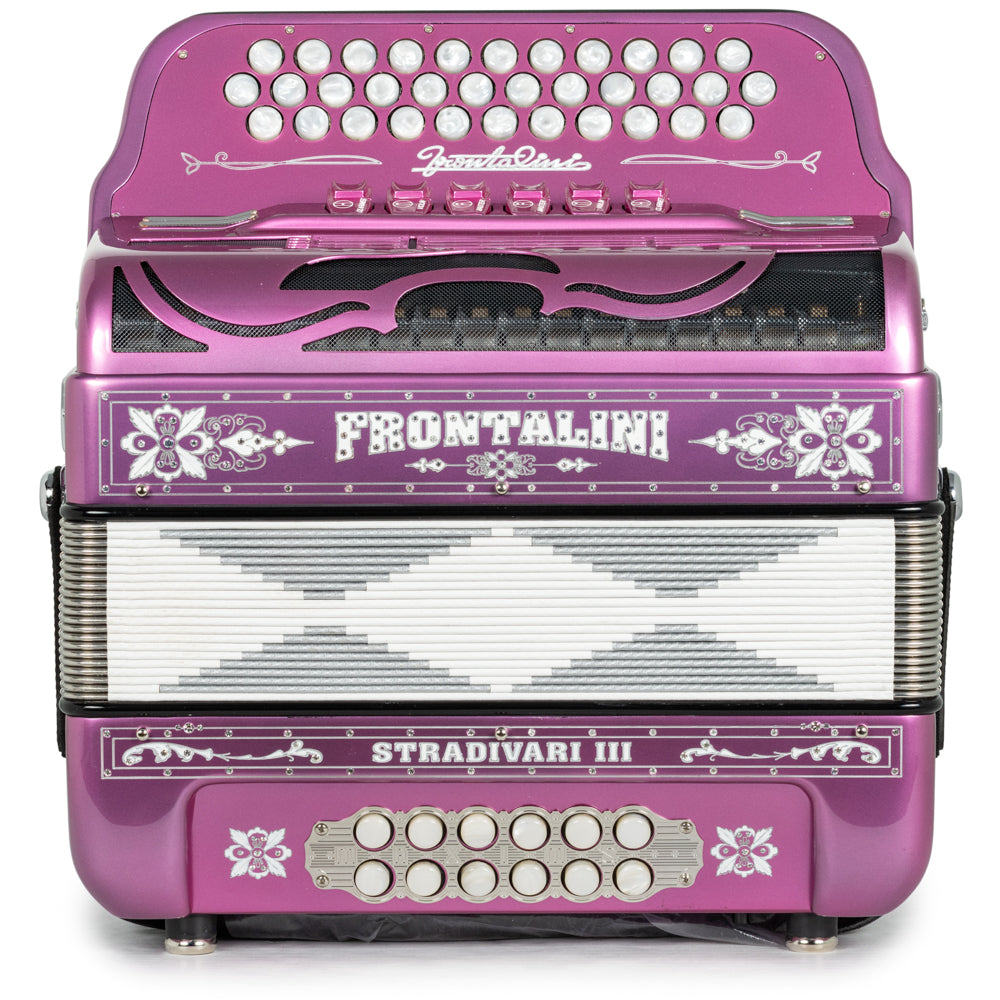 Frontalini Stradivari III Acordeón 6 Registros Fa-Mi Rosa y Blanco