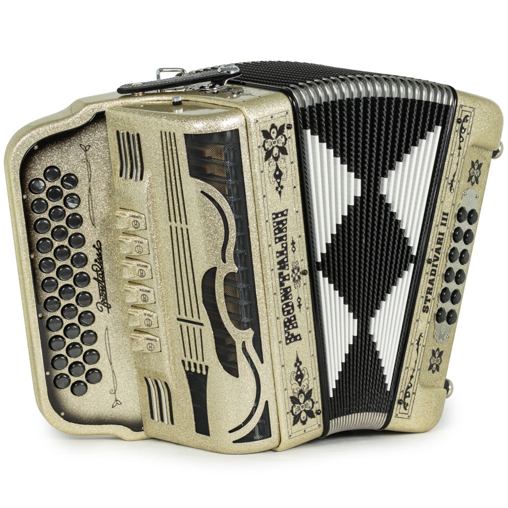Frontalini Stradivari III Acordeón 6 Registros Fa-Mi Arena Dorada y Negro