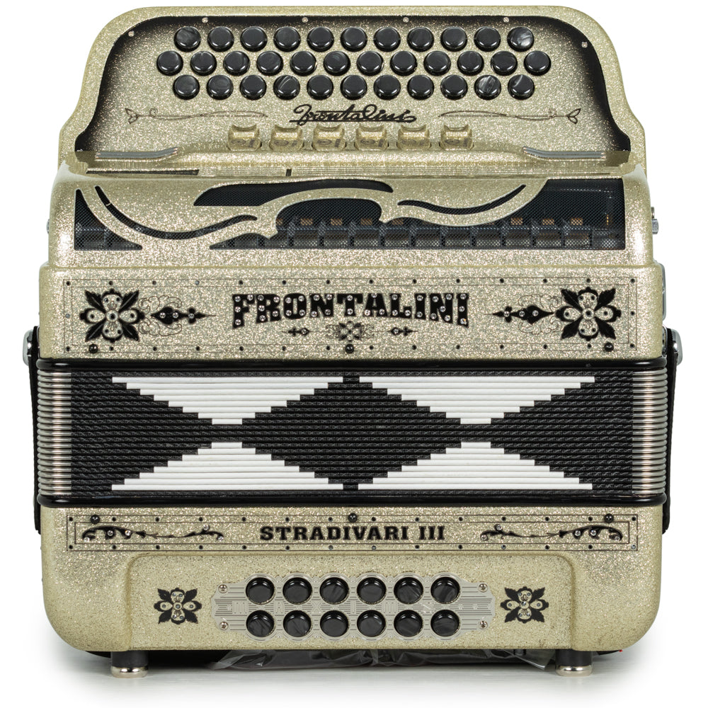 Frontalini Stradivari III Acordeón 6 Registros Fa-Mi Arena Dorada y Negro