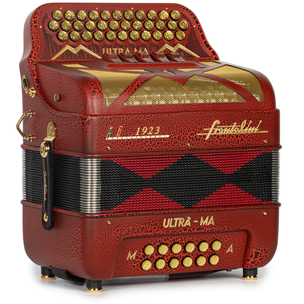Frontalini Edición Limitada Ultra-Ma Acordeón Mi Rojo de Cocodrilo Mate Oro