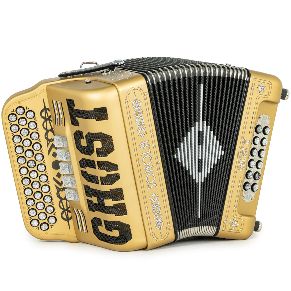 Sonola Ghost II Acordeón Ultra Compacto 5 Registros Fa Matte Oro y Blanco