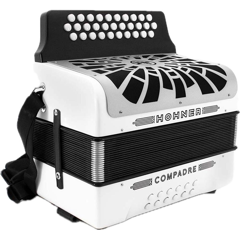 Hohner Compadre Acordeón Sin Registros Fa Blanco con Parrilla Gris Mate