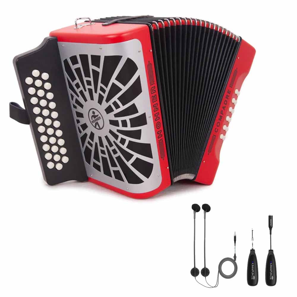 Hohner Compadre EAD Red Matte with Matte Gray Grill with Kimafun-bundles-Hermes Music- Hermes Music