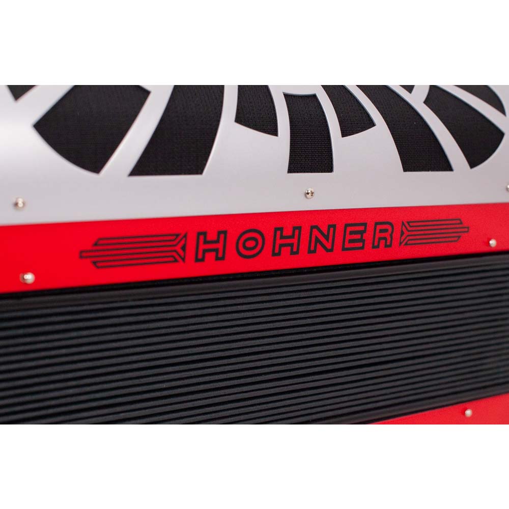Hohner Compadre FBE Red with Gray Grill and Cantabella Straps Bundle-accordion-Hermes Music- Hermes Music