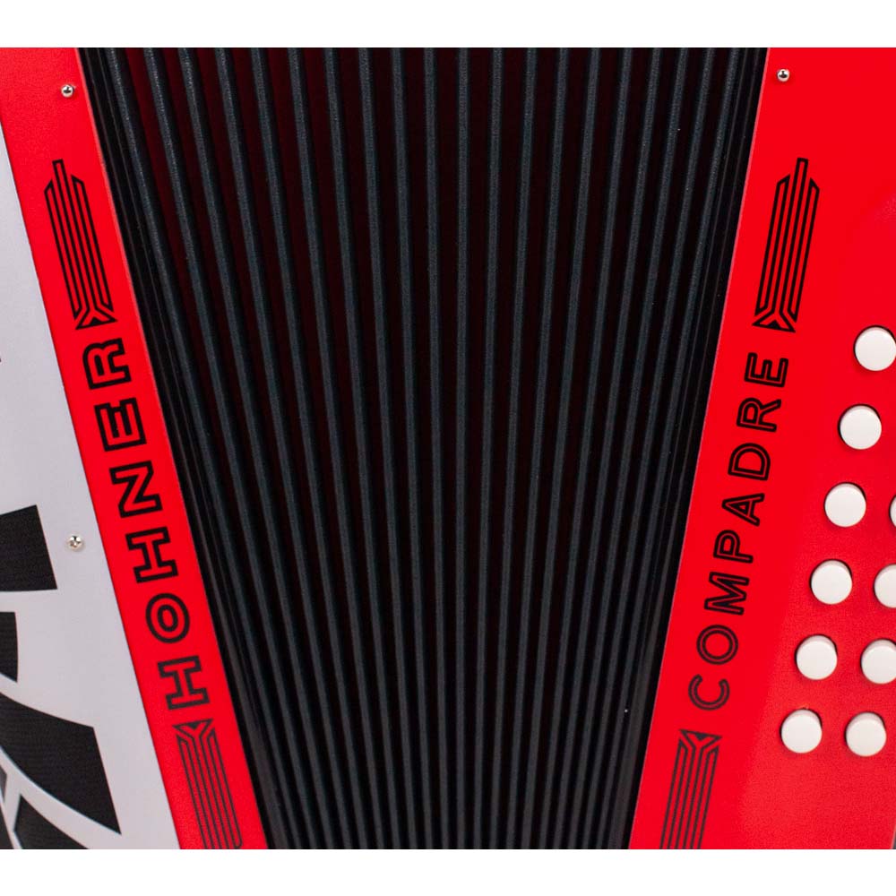 Hohner Compadre FBE Red with Gray Grill and Cantabella Straps Bundle-accordion-Hermes Music- Hermes Music