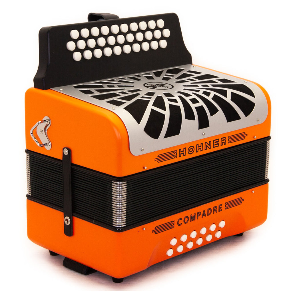 Hohner Compadre GCF Orange with Gray Grill-accordion-Hohner- Hermes Music