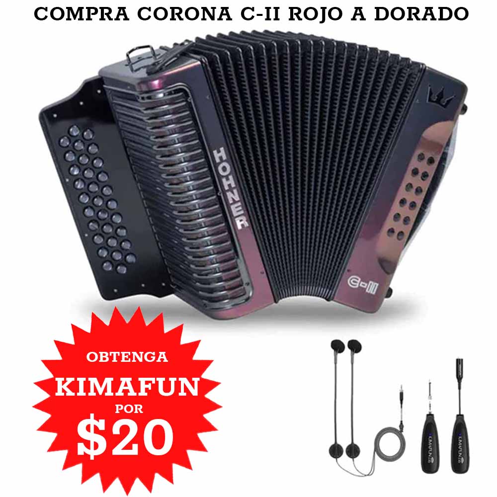 Hohner Corona C-II Accordion Red to Gold GCF with Kimafun-bundle-Hermes Music- Hermes Music