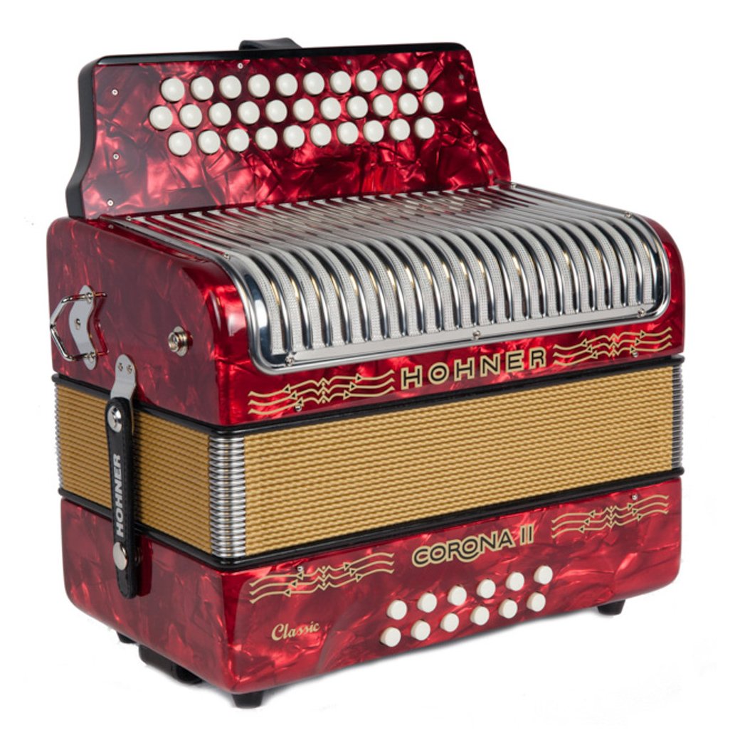 Hohner Corona II Classic GCF Diatonic Accordion in Red-accordion-Hohner- Hermes Music