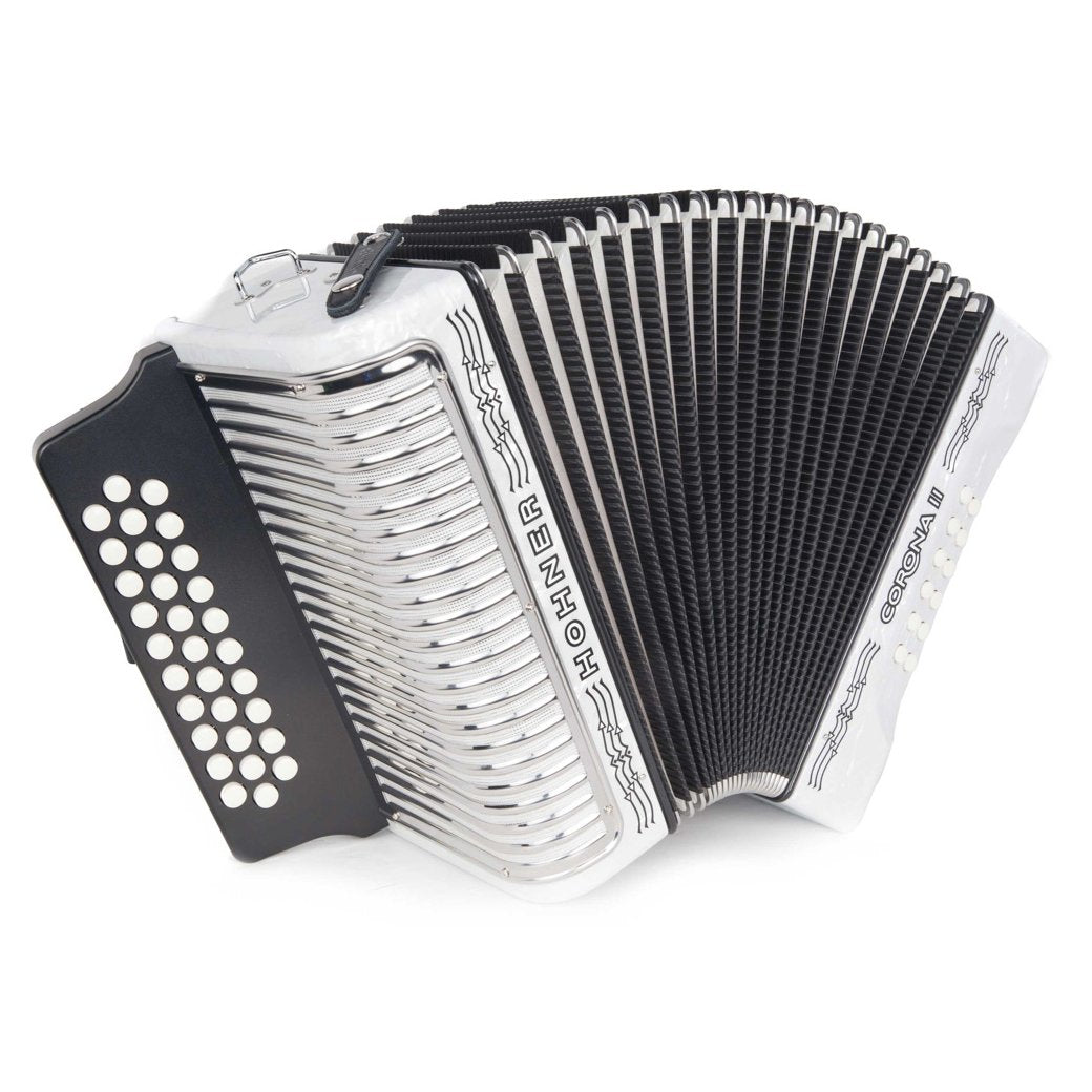 Hohner Corona II FBE White Accordion-accordion-Hohner- Hermes Music