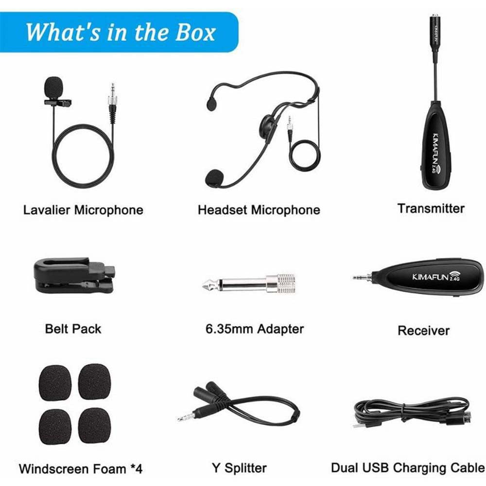 Kimafun KM-G102-3 Wireless Lavalier Vocal Lapel and Headset Microphone System-microphone-Kimafun- Hermes Music