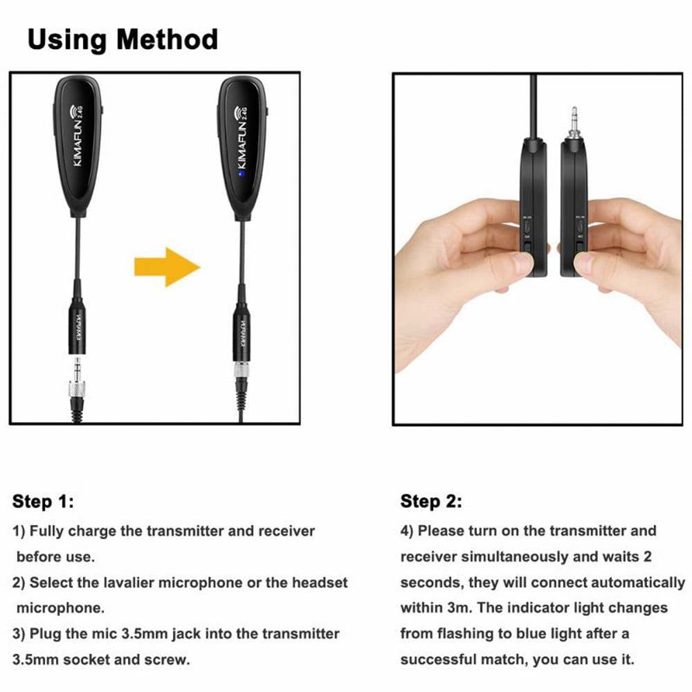 Kimafun KM-G102-3 Wireless Lavalier Vocal Lapel and Headset Microphone System-microphone-Kimafun- Hermes Music