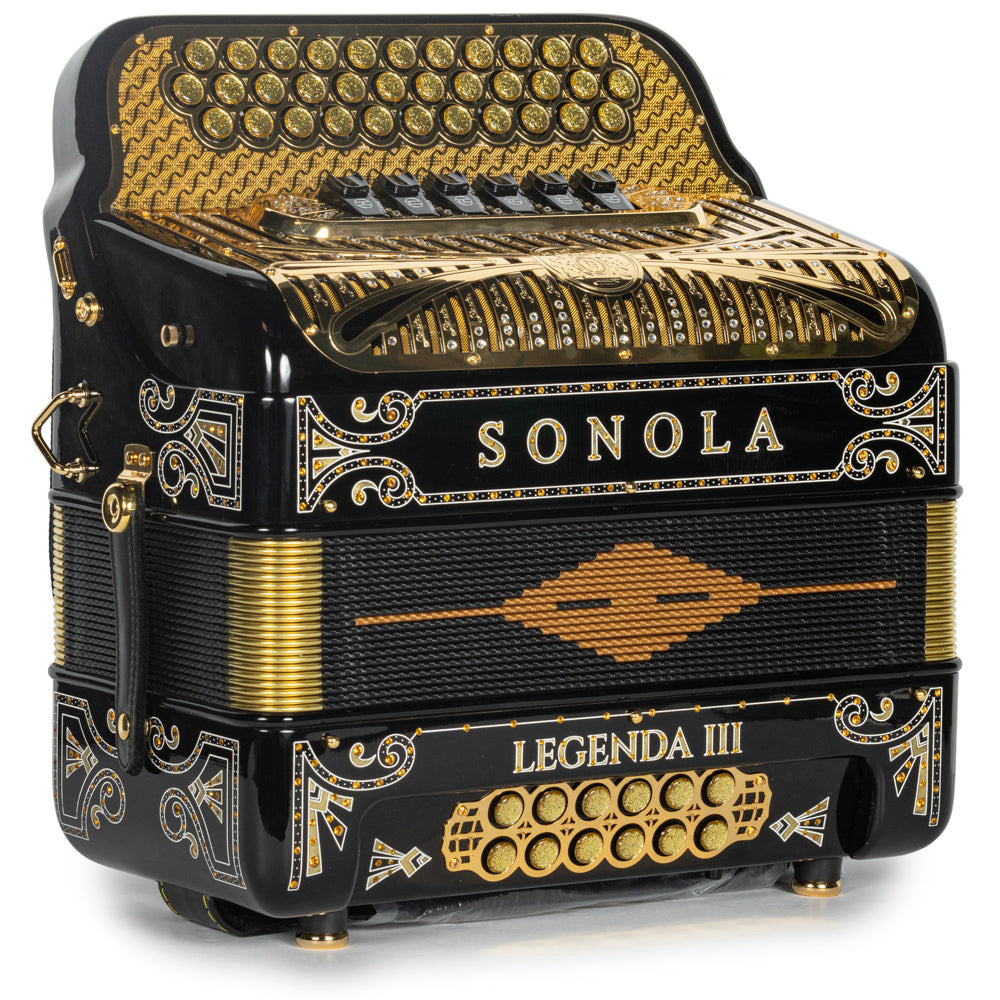 Sonola Legenda III Acordeón 6 Registros Fa-Mi Negro y Oro