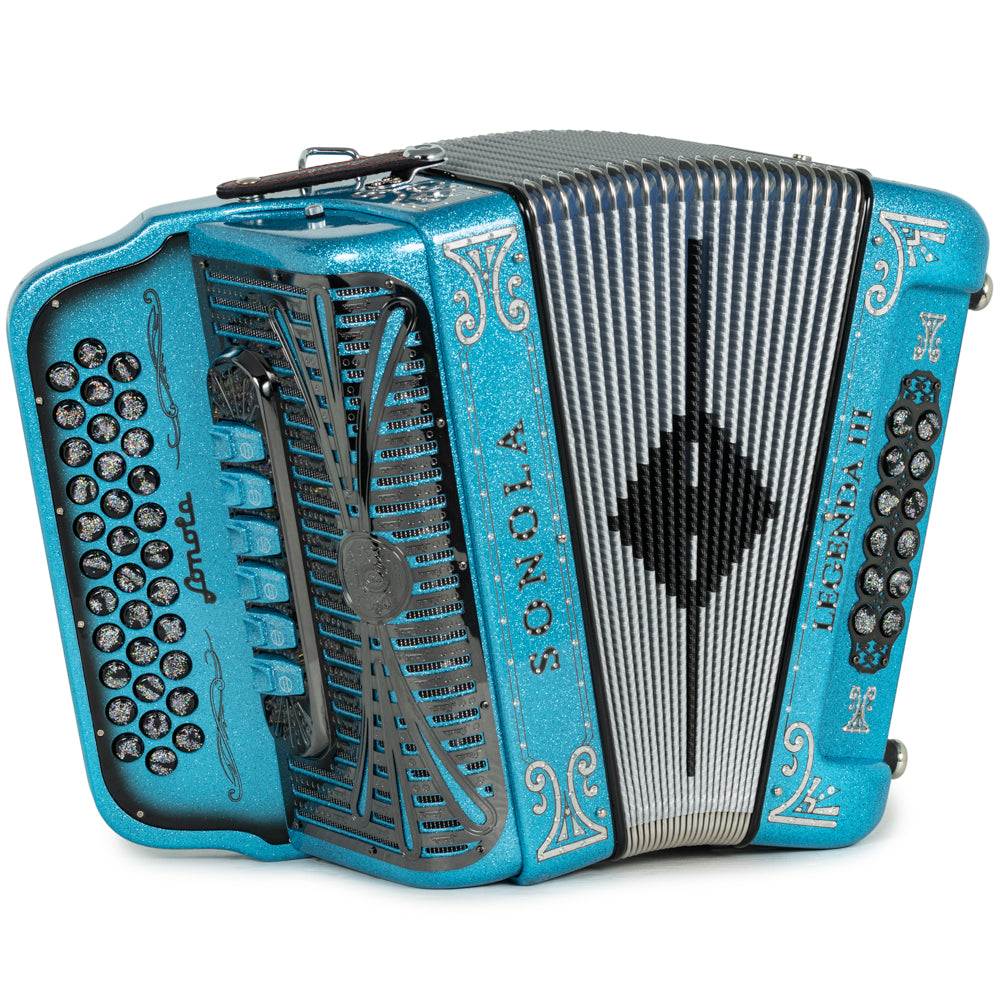 Sonola Legenda III Accordion 6 Switch FBE-GCF Light Blue Glitter with Silver