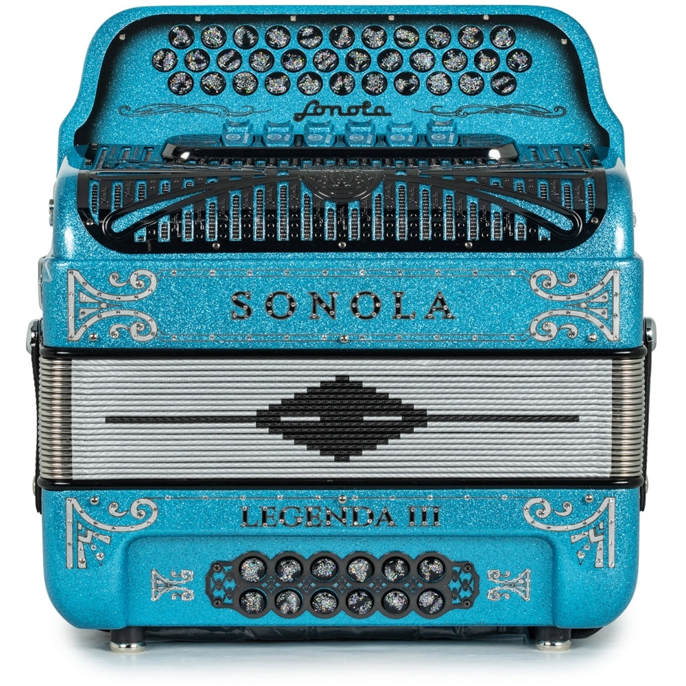 Sonola Legenda III Acordeón 6 Registros Fa-Sol Brillo Azul y Plata