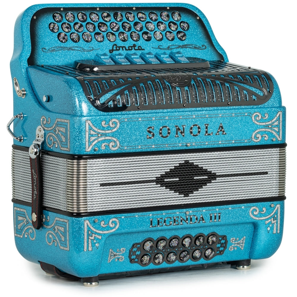 Sonola Legenda III Acordeón 6 Registros Fa-Sol Brillo Azul y Plata