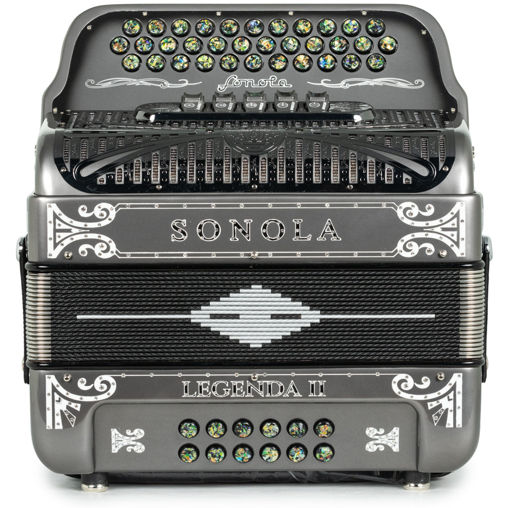 Sonola Legenda II Ultra Compacto Acordeón 5 Registros Sol Gris Metallico y Blanco
