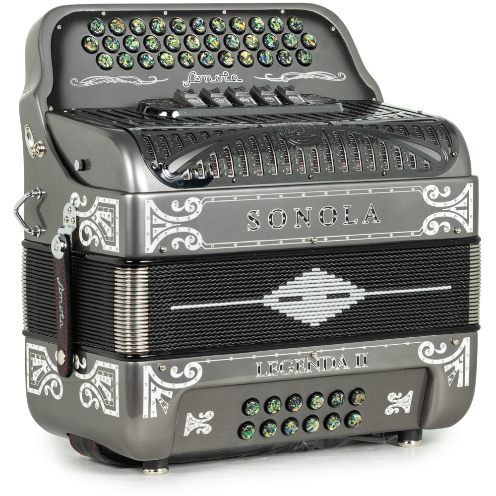 Sonola Legenda II Ultra Compacto Acordeón 5 Registros Sol Gris Metallico y Blanco