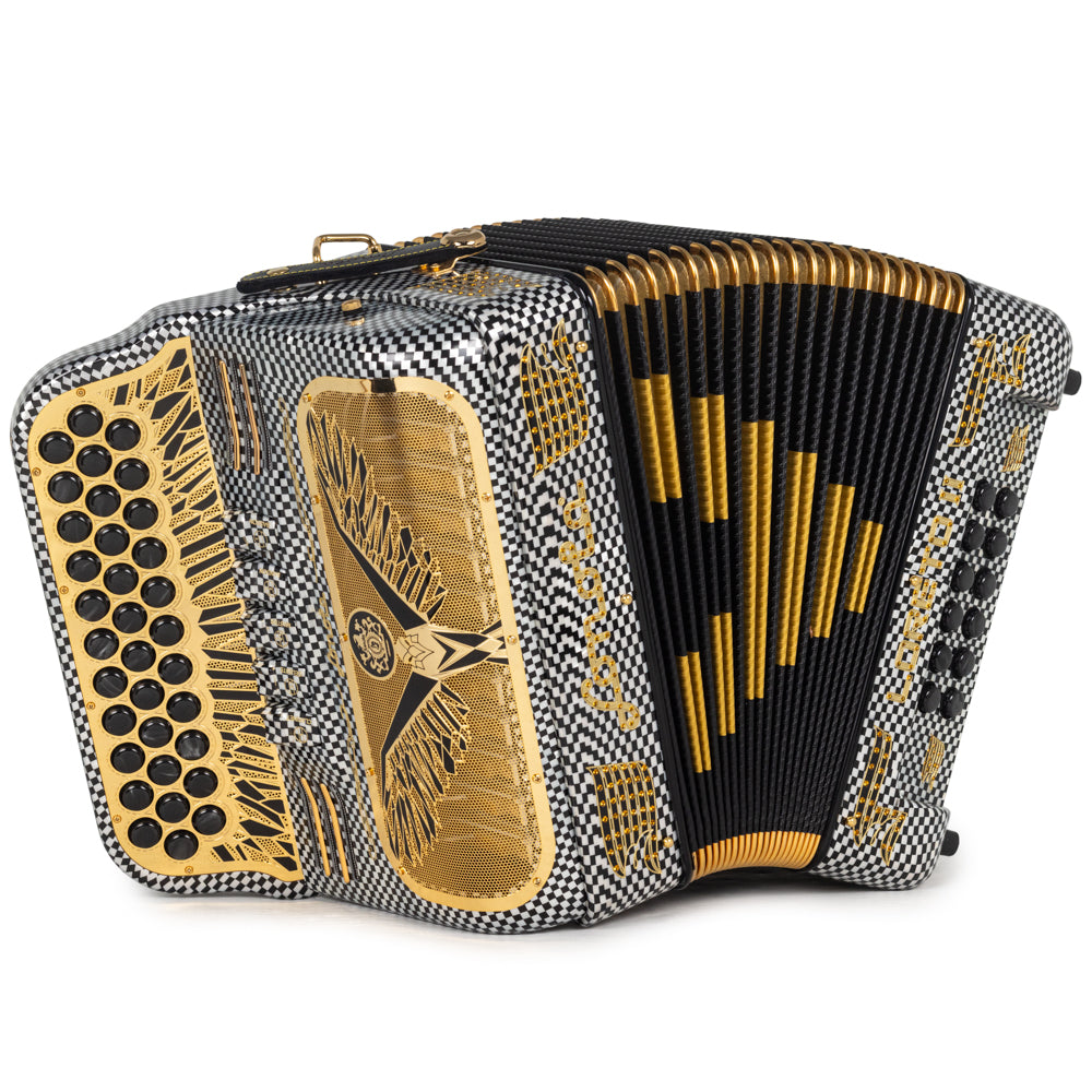 Sonola Loreto II Acordeón 5 Registros Mi Cuadros de Blanco y Negro Compacto