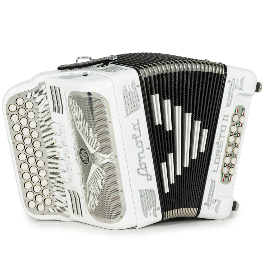 Sonola Loreto II Acordeón 5 Registros Sol Blanco y Negro